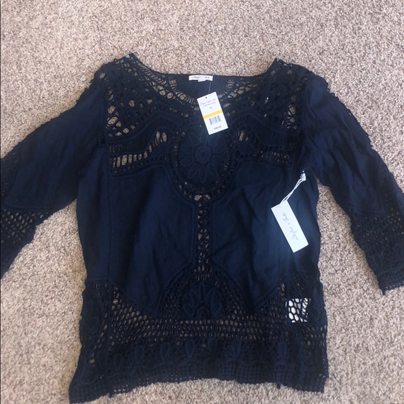Tops - NWT Blue Crochet Top